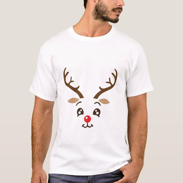 Camiseta Cara de reno entretenida (Anverso)