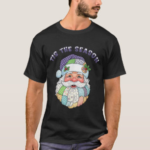Camiseta Cara de Santa Claus de Patchwork Navidad Femenina