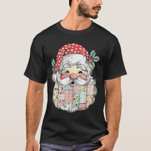 Camiseta Cara de Santa Claus de Patchwork Navidades Alegres