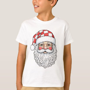 Camiseta Cara de Santa Patchwork Doodle Arte Bolígrafo Tint