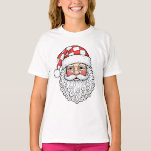 Camiseta Cara de Santa Patchwork Doodle Arte Bolígrafo Tint