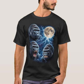 Camiseta Cara de Simio Gorila Luna Relámpago Arte Poderoso