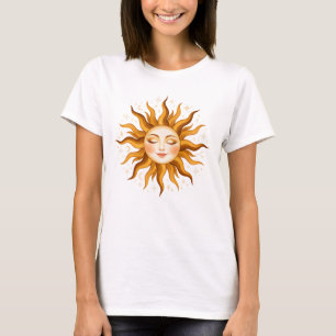 Camiseta Cara de Sol Celestial Arte Boho Vintage