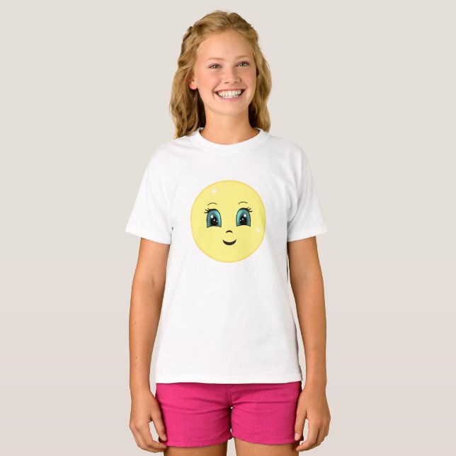 Camiseta Cara de sol feliz linda moderna (Anverso completo)