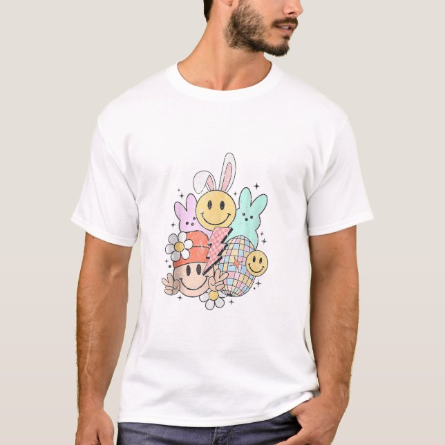 Camiseta Cara de sonrisa de conejo de Pascua (Anverso)