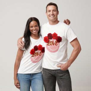 Camiseta Cara de sonrisa tejida Rosa roja Amor San Valentín