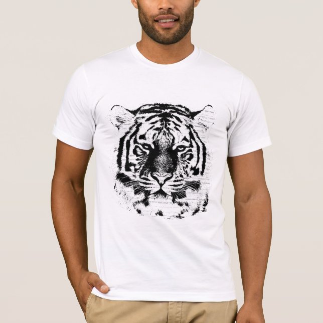 Camiseta Cara de tigre blanco y negro (Anverso)
