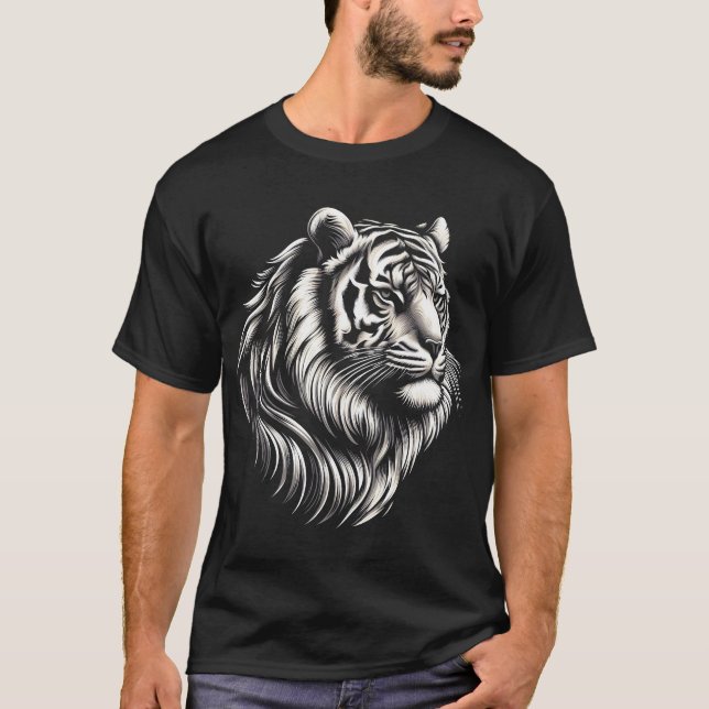 Camiseta Cara de tigre con fondo transparente blanco (Anverso)