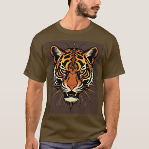 Camiseta Cara de Tigre con Patrones Tribales