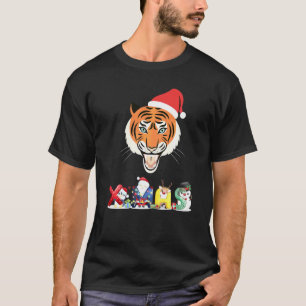 Camiseta Cara de Tigre de Navidad Árbol Nieve Pijama Xmas 2