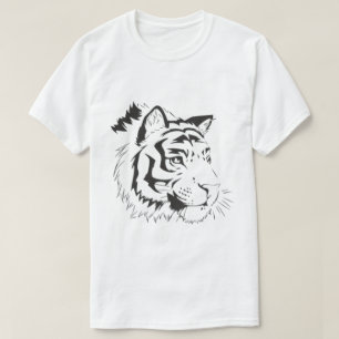 Camiseta Cara de tigre, siluetas de cara de tigre, negro y 