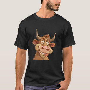 Camiseta Cara de toro sonriente divertida para ganado y Ani