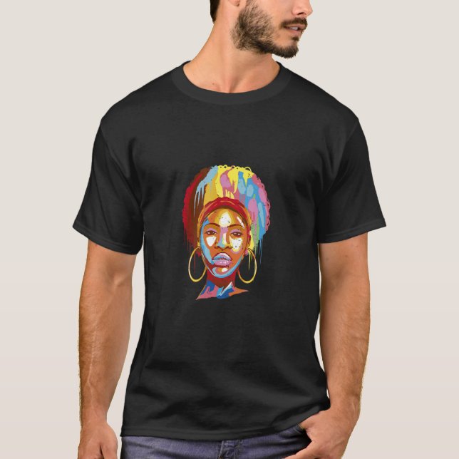 Camiseta Cara De Una Mujer Negra Con Grandes Ganancias (Anverso)
