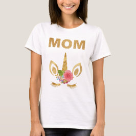 Camiseta Cara de Unicornio con Brillo Dorado Cumpleaños Mam
