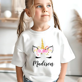 Camiseta Cara de Unicornio con pestañas Nombre Personalizad