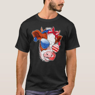 Camiseta Cara de Vaca Bandera de América 4 de Julio Vaca