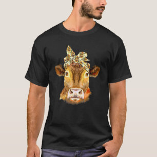 Camiseta Cara De Vaca Con Cabecera De Sunflower Bandana Hei