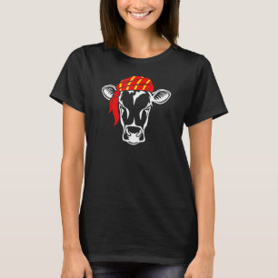 Camiseta Cara de Vaca con Pañuelo Pirata de Bandana Roja