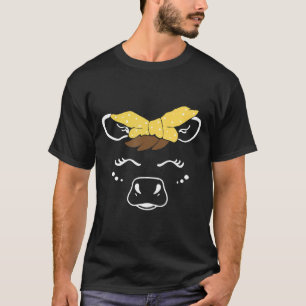 Camiseta Cara de vaca linda con diadema amarilla Vaca