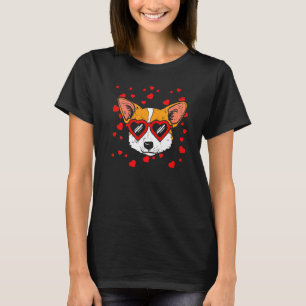 Camiseta Cara de Welsh Corgi Corazón Gafas Perro Bonito