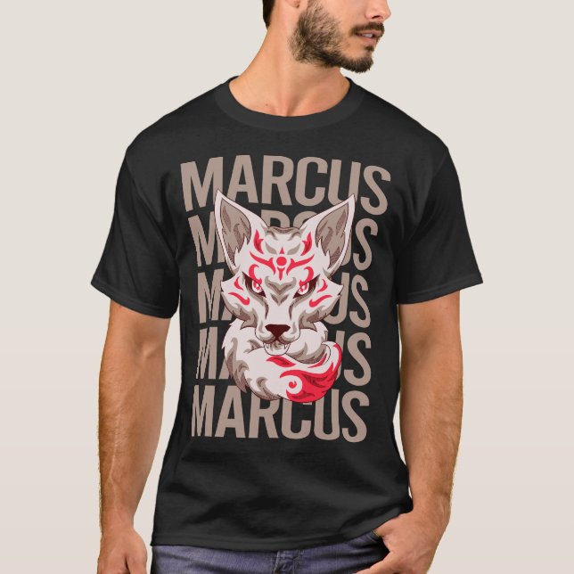 Camiseta Cara de Zorro - Nombre de Marcus (Anverso)