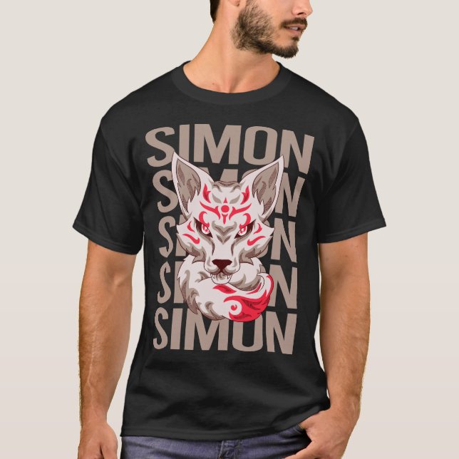 Camiseta Cara de Zorro - Nombre Simon (Anverso)