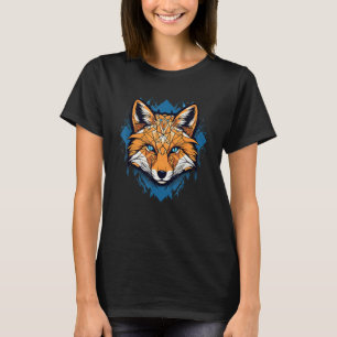 Camiseta Cara de zorro ojos azules estampado animal geométr