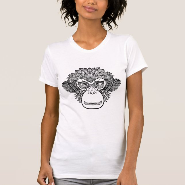 Camiseta Cara del Doodle del mono (Anverso)