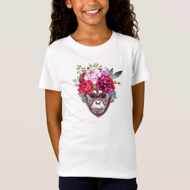 Camiseta Cara del mono de la flor (Anverso)