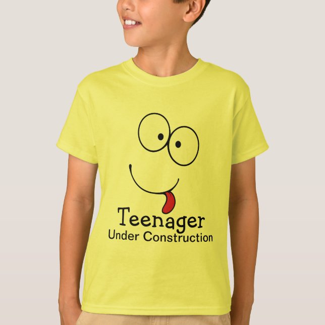 Camiseta Cara divertida de adolescente en construcción (Anverso)