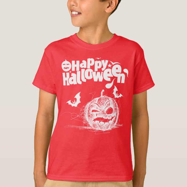 Camiseta Cara divertida de calabaza de Halloween para disfr (Anverso)