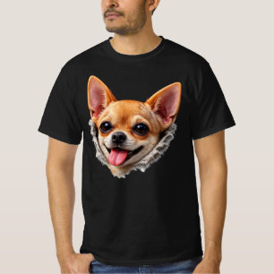Camiseta Cara Divertida de Chihuahua Diseño 3D – Meme de Pe