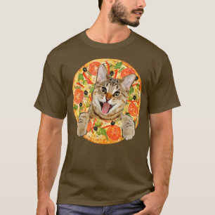 Camiseta Cara divertida de gato Pizza