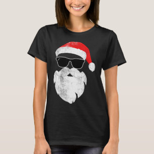 Camiseta Cara divertida de Santa hipster con sombrero barba