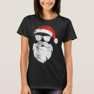 Camiseta Cara divertida de Santa hipster con sombrero barba