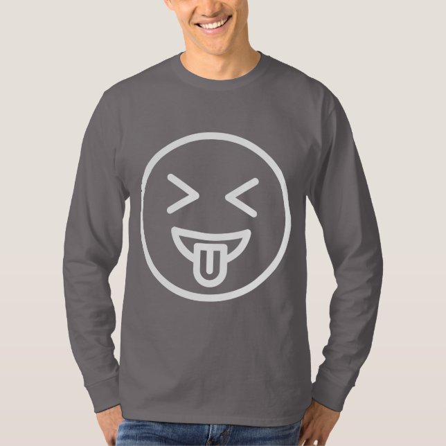 Camiseta Cara divertida hombres manga larga gris (Anverso)