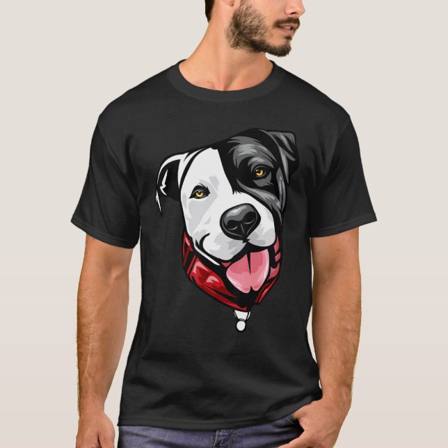 Camiseta Cara Divertida y Genial de Pit Bull (Anverso)