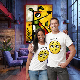 Camiseta Cara Emocional Mínima Estado de Ánimo Lunes Emoji 