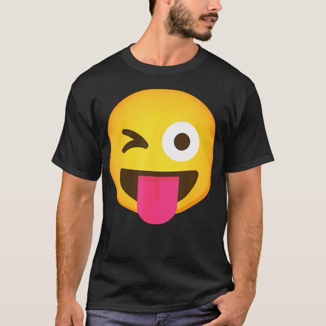 Camiseta Cara Emoticon Winking Con Lengua Atrapada Y Wi-Fi (Anverso)