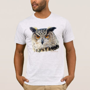 Camiseta Cara en retrato pintado de un búho real