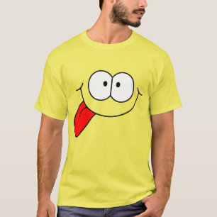 Camiseta Cara Feliz con Gráficos de Tornillo de Lengua