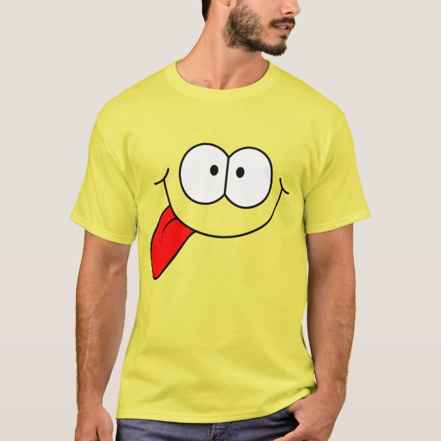 Camiseta Cara Feliz con Gráficos de Tornillo de Lengua (Anverso)