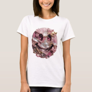 Camiseta Cara Feliz Moderna de Plata Diseño Moderno