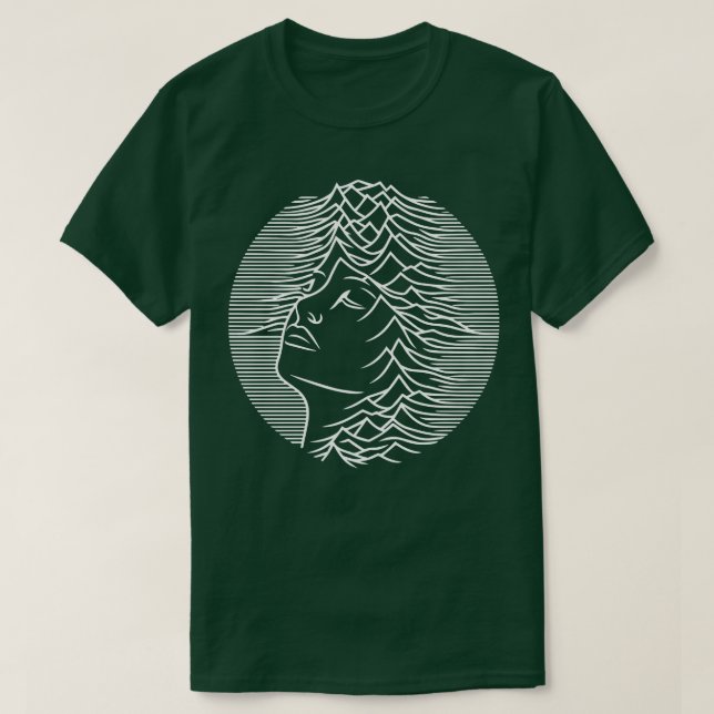 Camiseta cara femenina con ondas geométricas (Diseño del anverso)