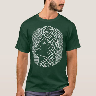 Camiseta cara femenina con ondas geométricas
