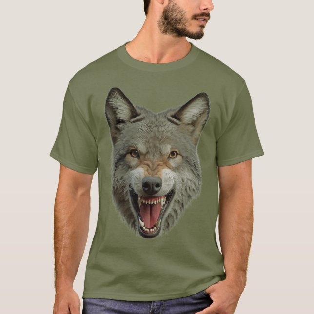 Camiseta Cara grande del lobo de la madera (Anverso)