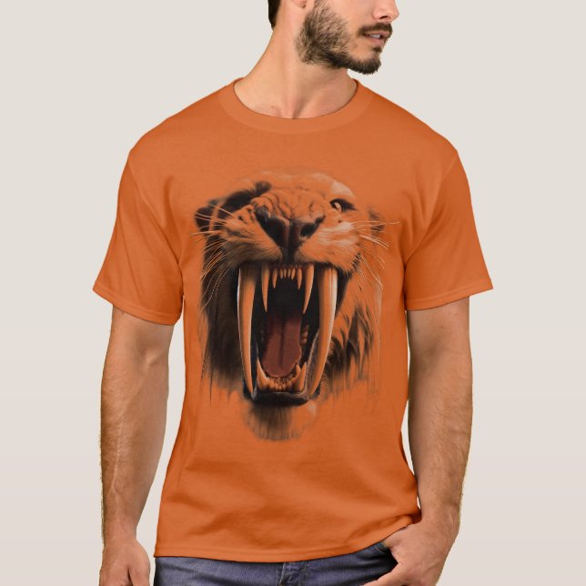 Camiseta Cara grande del tigre de dientes Saber (Anverso)