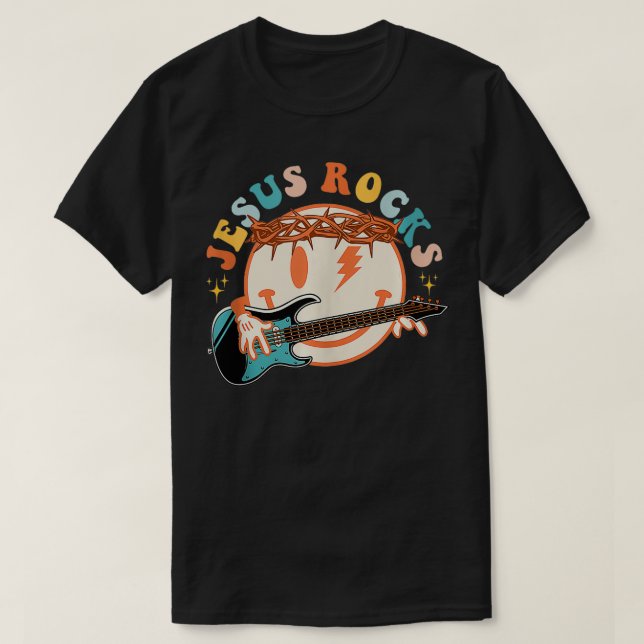 Camiseta Cara hippie Jesús sacude la fe cristiana Funn (Diseño del anverso)