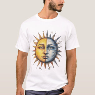Camiseta Cara Humana Mitad Luna Mitad Sol – Dualidad Celest