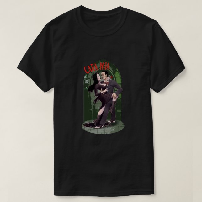 Camiseta ¡CARA MIA! Morticia y lt;3 Gómez Classic (Diseño del anverso)